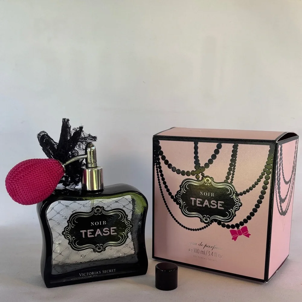 EMPTY BOTTLE VICTORIA’S SECRET NOIR TEASE EAU DE PARFUM BLACK PINK WITH ATOMIZER - Picture 2 of 13